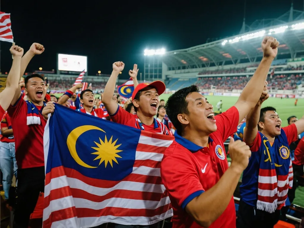 马来西亚球迷在体育场呐喊助威